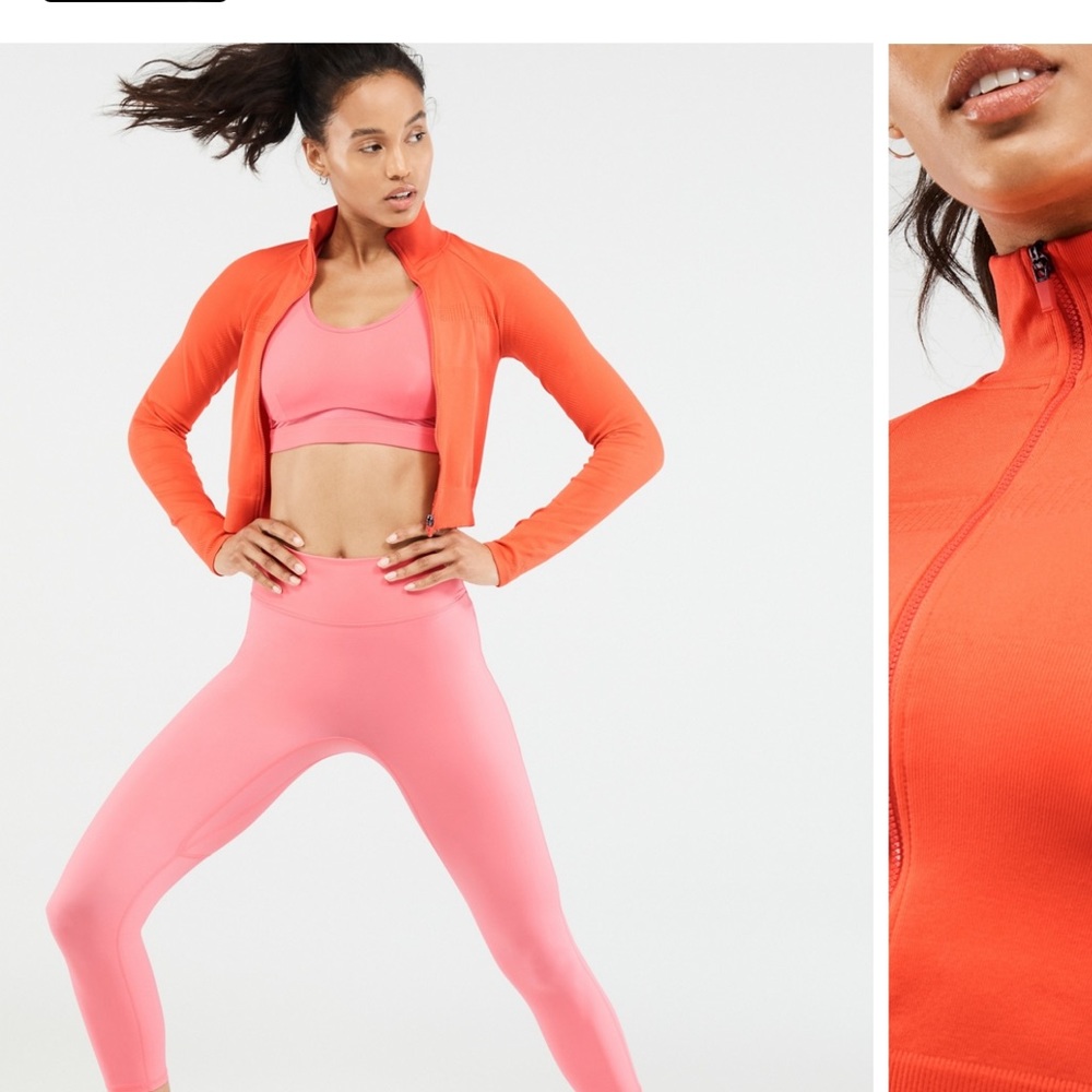 Fabletics Seameless Cropped Zip - Xs - image 2